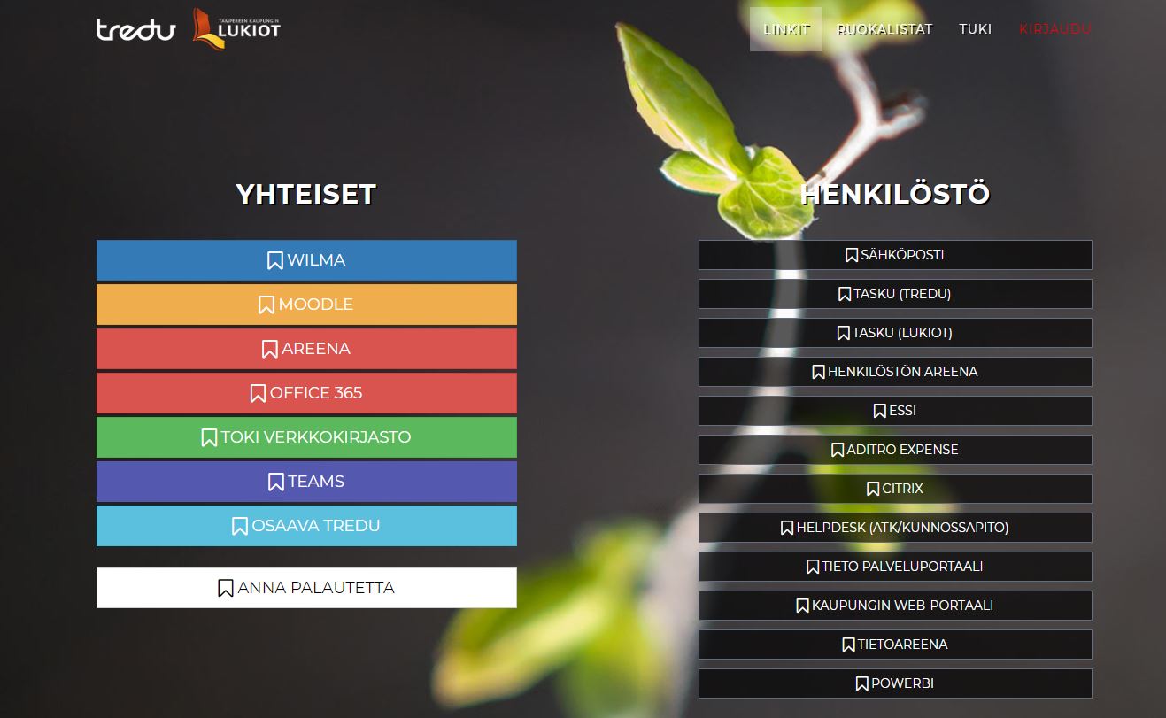 Kuvakaappaus startti.tredu.fi-sivusta. Myös linkki sivulle.