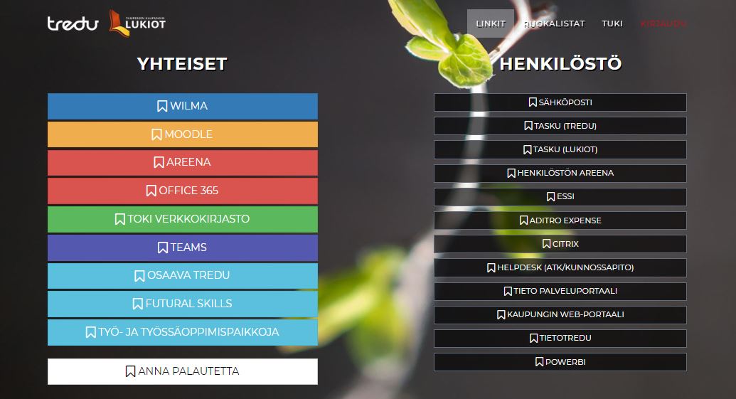 Kuvakaappaus startti.tredu.fi-sivulta.