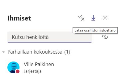 Lataa osallistujaluettelo.