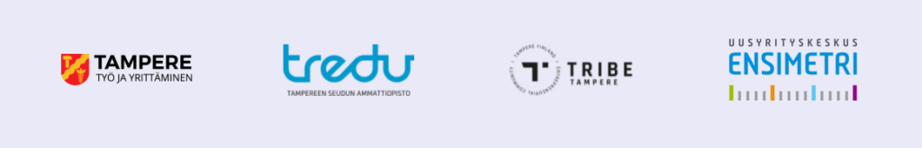 logot Tampere työ ja yrittäminen, Tredu, Tribe Tampere ja Uusyrityskeskus Ensimetri 