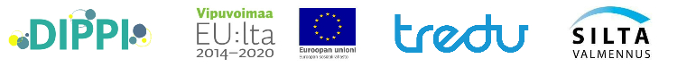Dippi-hankkeen, EU:n, Vipuvoimaa EU:lta, Tredun ja Silta-valmennuksen logot.
