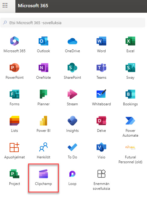 Clipchamp löytyy Microsoftin M365-ohjelmista.