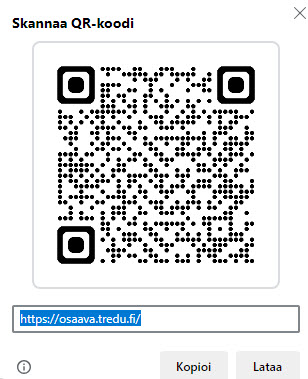 Microsot Edgen Skannaa QR-koodi näkymä.