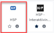 Moodle-aktiviteettivalinnassa sinipohjainen H5P-aktiviteetti korostettuna punaisella kehyksellä.