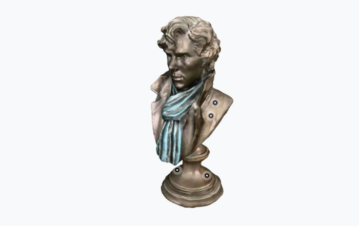 3D-malli Sherlock Holmesin figuurista.